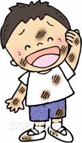 中学・高校向け子ども 泥だらけ無料イラストお試しフリー素材(カット)