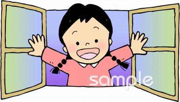 中学・高校向け空気の入れかえ無料イラストお試しフリー素材(カット)