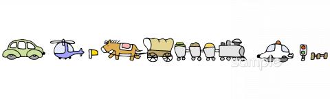 中学・高校向け飾りライン 乗り物無料イラストお試しフリー素材(カット)