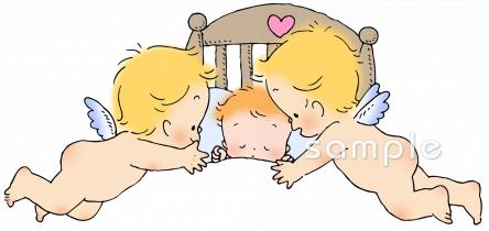 中学・高校向け天使 赤ん坊 寝顔無料イラストお試しフリー素材(カット)