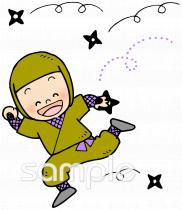 中学・高校向け忍者 手裏剣無料イラストお試しフリー素材(カット)