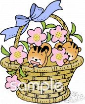 中学・高校向けフラワーバスケット無料イラストお試しフリー素材(カット)