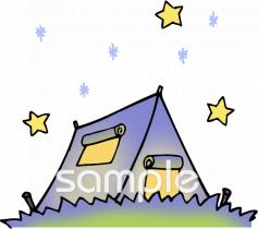 中学・高校向けテント 星空無料イラストお試しフリー素材(カット)