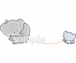 中学・高校向け親子 ゾウ無料イラストお試しフリー素材(カット)