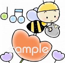 中学・高校向けチューリップ ミツバチ無料イラストお試しフリー素材(カット)
