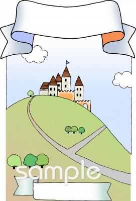 中学・高校向けお城 風景無料イラストお試しフリー素材(カット)