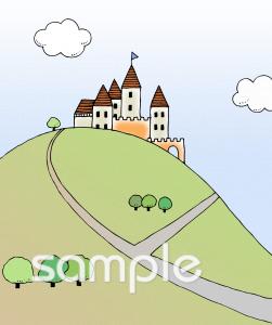 中学・高校向けお城 山無料イラストお試しフリー素材(カット)