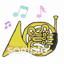 中学・高校向け吹奏楽 ホルン無料イラストお試しフリー素材(カット)
