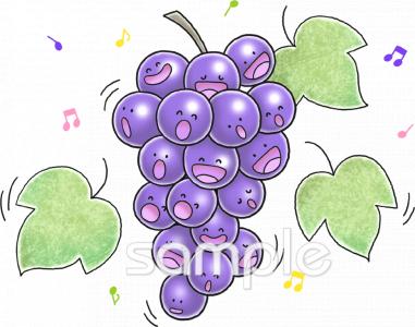中学・高校向けブドウ 音符無料イラストお試しフリー素材(カット)