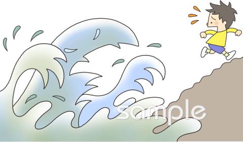 中学・高校向け津波 避難無料イラストお試しフリー素材(カット)