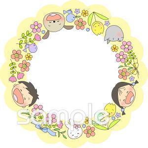 中学・高校向け丸フレーム無料イラストお試しフリー素材(カット)