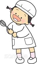 中学・高校向け給食当番 女の子無料イラストお試しフリー素材(カット)