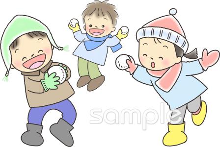 中学・高校向け雪 遊ぶ無料イラストお試しフリー素材(カット)
