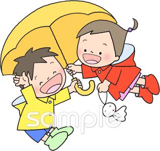 中学・高校向け雨の日無料イラストお試しフリー素材(カット)