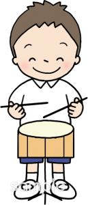中学・高校向け男の子 小太鼓無料イラストお試しフリー素材(カット)
