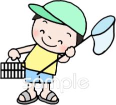 中学・高校向け虫とり 子供無料イラストお試しフリー素材(カット)