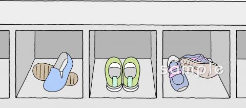 中学・高校向け靴箱無料イラストお試しフリー素材(カット)