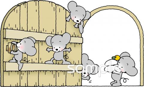 中学・高校向けお正月 ネズミ無料イラストお試しフリー素材(カット)