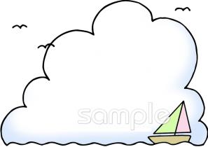 中学・高校向けヨット 雲無料イラストお試しフリー素材(カット)
