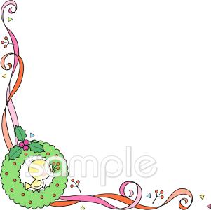 中学・高校向けコーナー飾り クリスマスリース無料イラストお試しフリー素材(カット)
