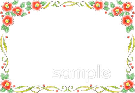 中学・高校向けツバキ 枠無料イラストお試しフリー素材(カット)