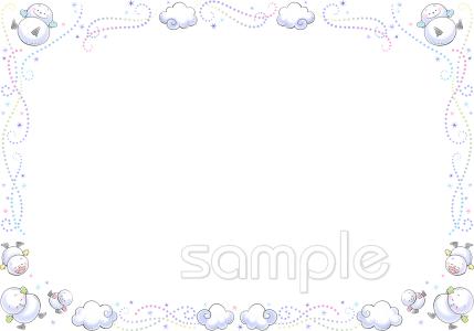 中学・高校向け雪だるま 枠無料イラストお試しフリー素材(カット)