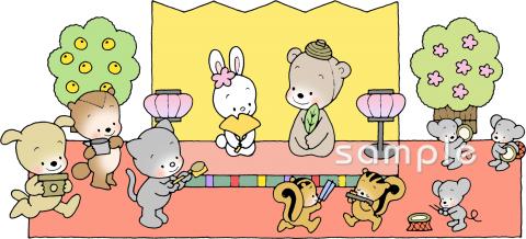 中学・高校向け動物 ひな祭り無料イラストお試しフリー素材(カット)