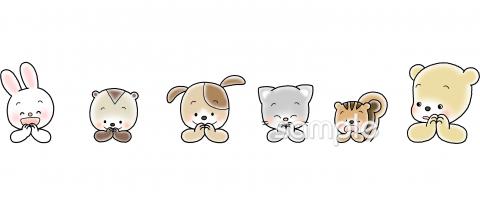 中学・高校向けいただきます 動物無料イラストお試しフリー素材(カット)