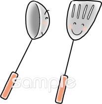 中学・高校向けお玉 フライ返し無料イラストお試しフリー素材(カット)