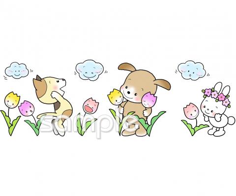 中学・高校向け春 動物 壁面無料イラストお試しフリー素材(カット)