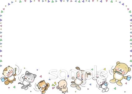 中学・高校向け歯みがき 動物無料イラストお試しフリー素材(カット)