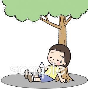 中学・高校向け休む 木陰無料イラストお試しフリー素材(カット)