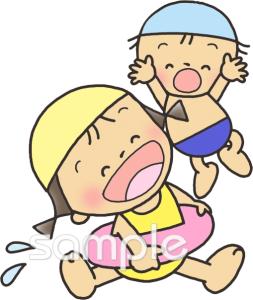 中学・高校向け夏休み 海水浴無料イラストお試しフリー素材(カット)