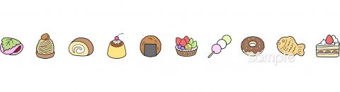 中学・高校向けおやつ 飾りライン無料イラストお試しフリー素材(カット)