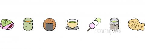 中学・高校向けお茶 おやつ 飾りライン無料イラストお試しフリー素材(カット)