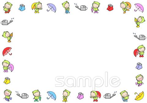 中学・高校向け梅雨 枠無料イラストお試しフリー素材(カット)