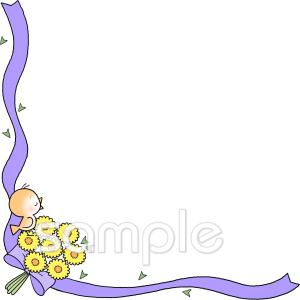中学・高校向けリボン 小鳥 小菊無料イラストお試しフリー素材(カット)