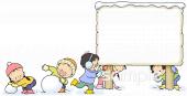 中学・高校向け案内板 雪無料イラストお試しフリー素材(カット)