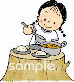 中学・高校向けキャンプ カレー無料イラストお試しフリー素材(カット)