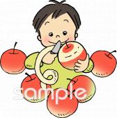 中学・高校向けリンゴ 皮むき無料イラストお試しフリー素材(カット)