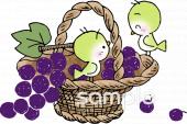 中学・高校向けブドウ 小鳥無料イラストお試しフリー素材(カット)