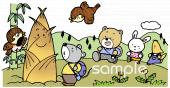 中学・高校向けハイキング たけのこ 自然無料イラストお試しフリー素材(カット)
