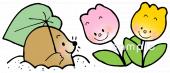 中学・高校向け花 モグラ 地面無料イラストお試しフリー素材(カット)