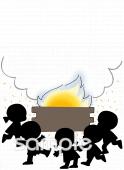 中学・高校向けキャンプファイヤー無料イラストお試しフリー素材(カット)