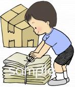 中学・高校向け古紙回収無料イラストお試しフリー素材(カット)