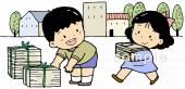 中学・高校向け新聞 回収無料イラストお試しフリー素材(カット)