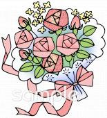 中学・高校向けブーケ バラ無料イラストお試しフリー素材(カット)