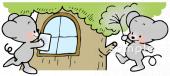 中学・高校向けネズミ 掃除無料イラストお試しフリー素材(カット)