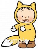 中学・高校向け着ぐるみ きつね無料イラストお試しフリー素材(カット)