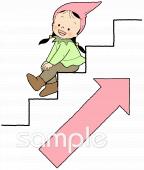 中学・高校向け階段 上る無料イラストお試しフリー素材(カット)